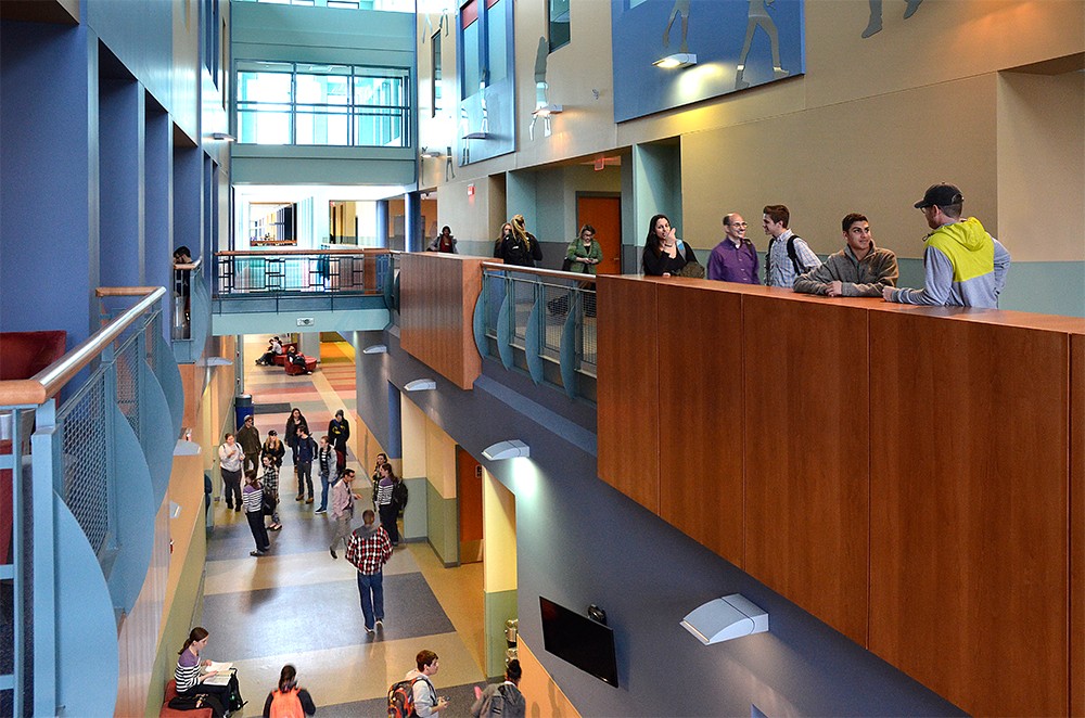 A view of a campus during an open house event