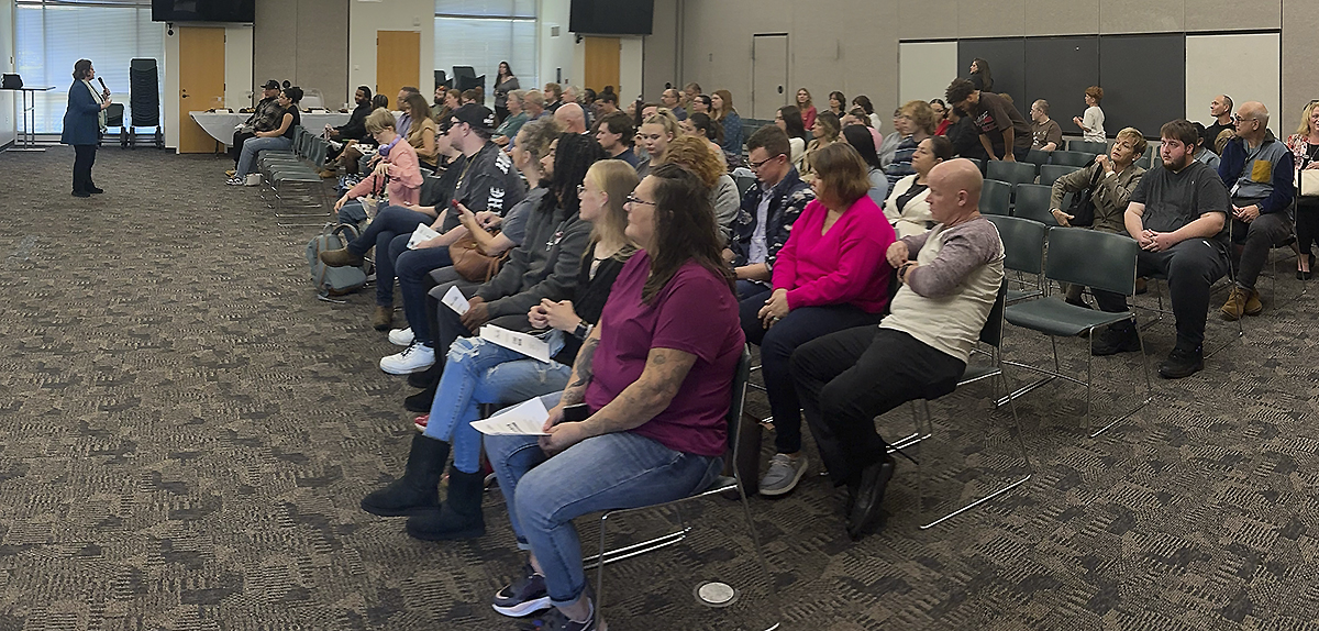 Students seated in auditorium