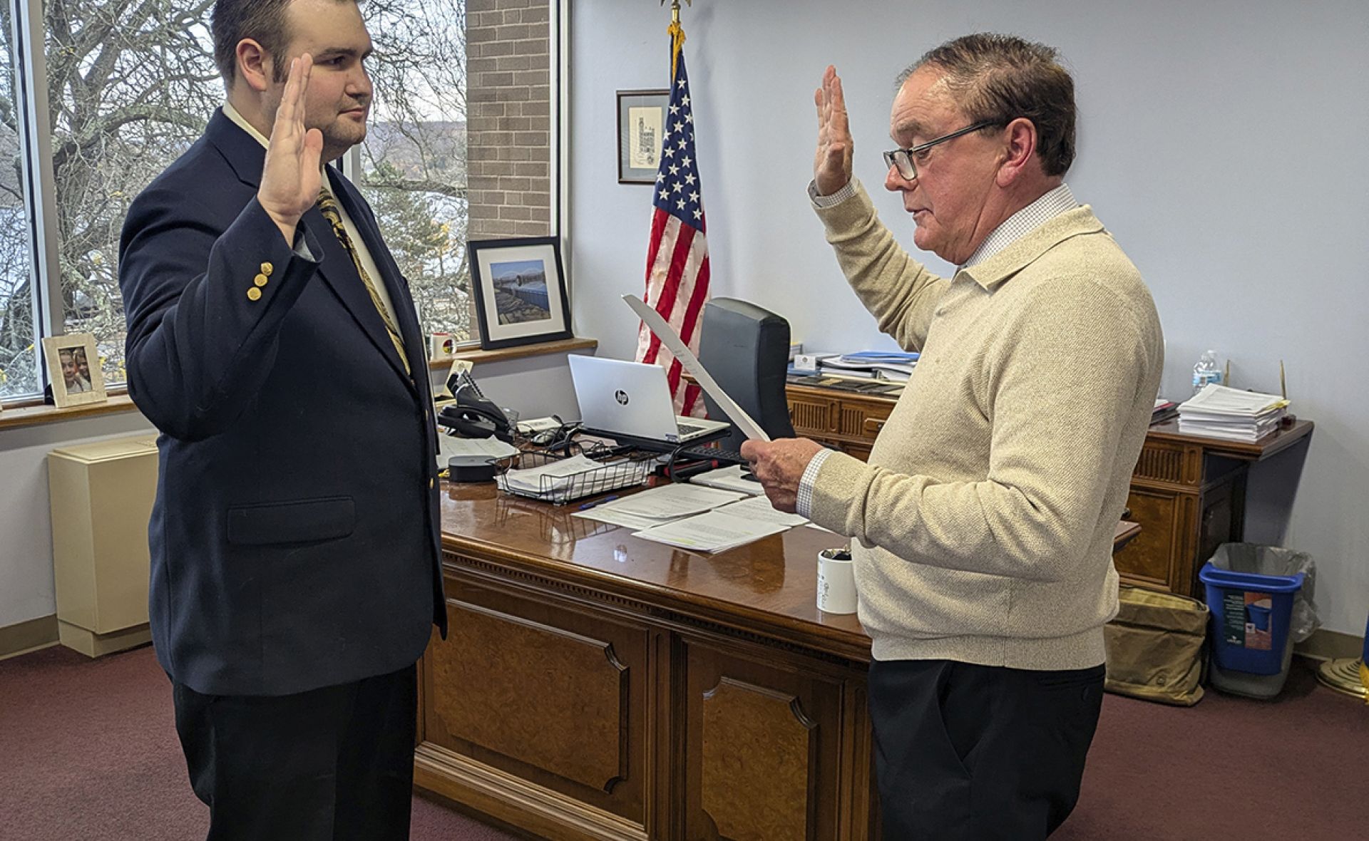 Tyler Eckstrom at a swearing in ceremony