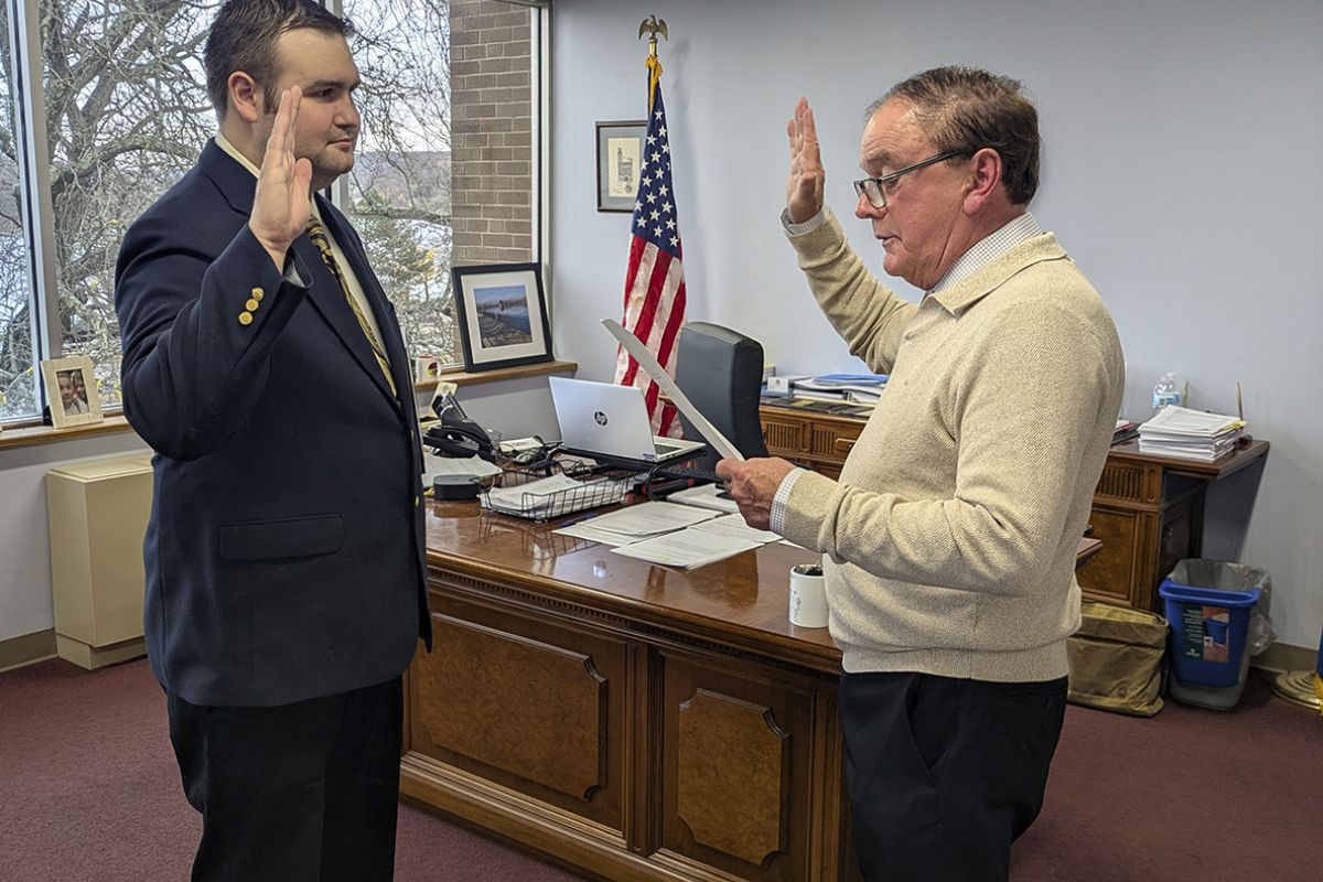 Tyler Eckstrom at a swearing in ceremony