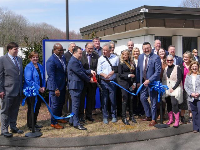 Photo: Leadership and administration from CT State Community College, Connecticut State Colleges & Universities, and the Board of Regents cut the ribbon with Gov. Ned Lamont, the Town of Farmington, and Central Connecticut Chamber of Commerce members.