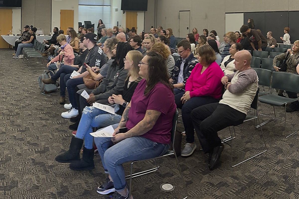 Students seated in auditorium