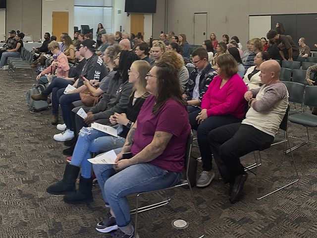 Students seated in auditorium