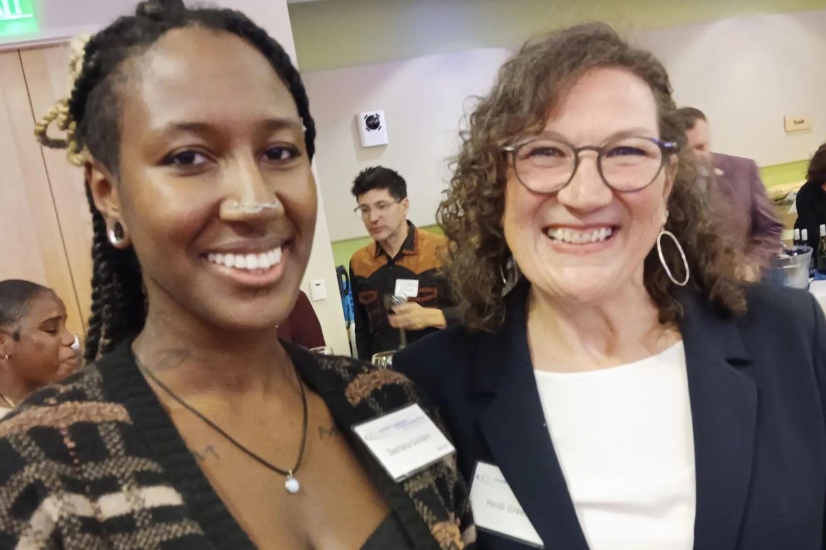Featured student speaker Zechara Golden, with Dean Heidi Green: “I was awestruck by how kind everyone is” upon arriving at Gateway. Credit: Allan Appel Photo