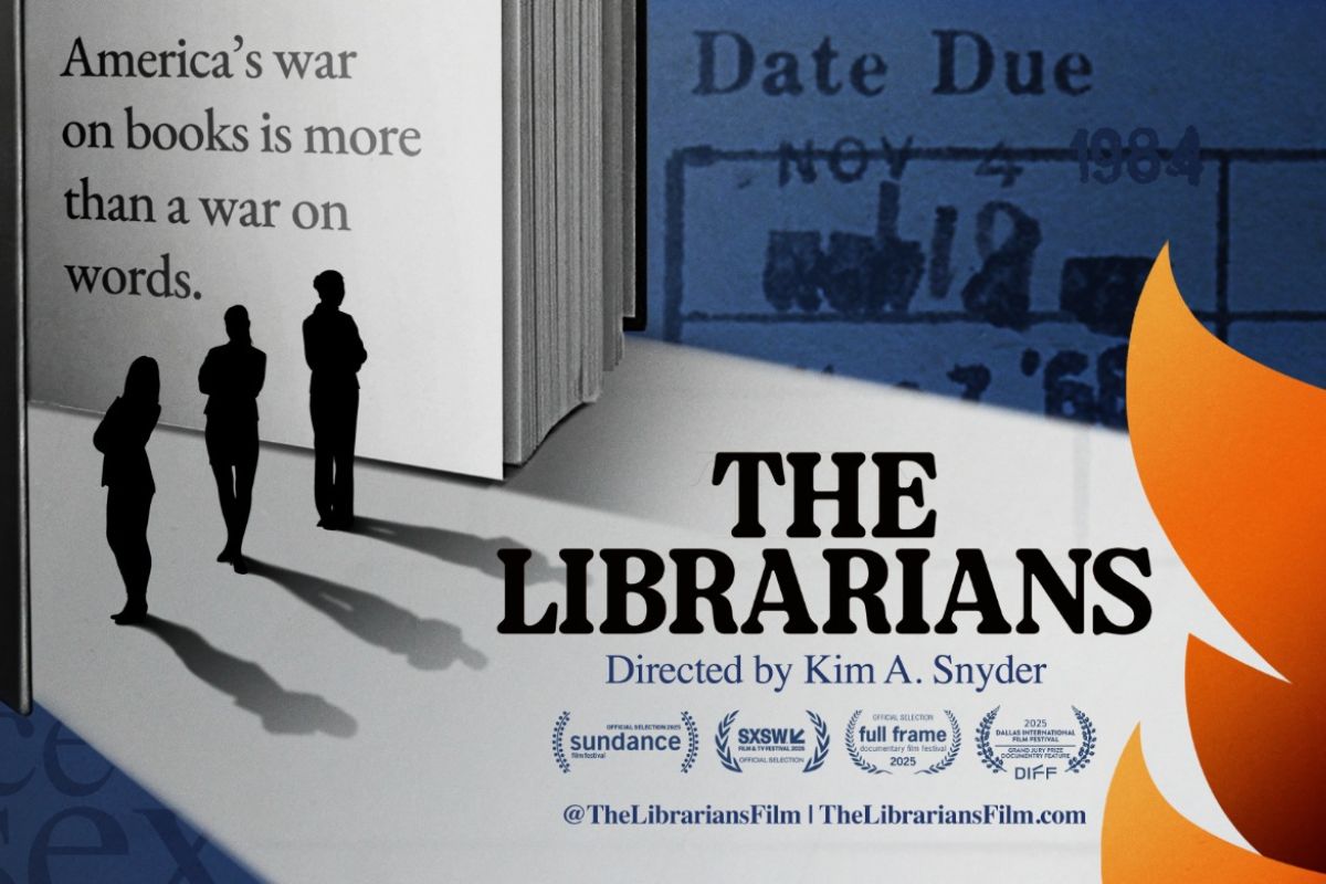 Promotional graphic for a CT State screening of the documentary The Librarians
