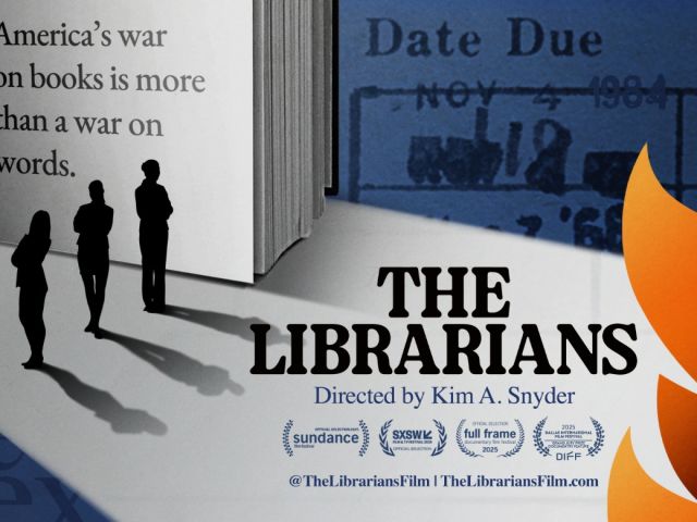 Promotional graphic for a CT State screening of the documentary The Librarians